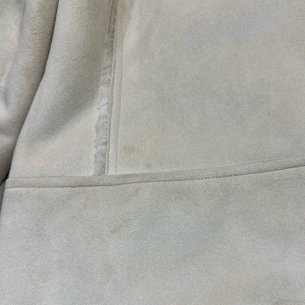 1 Madison Faux Suede Penny Lane Embroidered Hoodie Jacket Coat Fox Tail Fur M